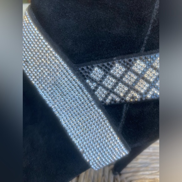 riverside island black suede booties black & diamond encrusted detail sz. 5 - Picture 3 of 14